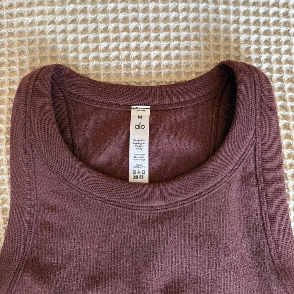 ALO Yoga Seemless Delight High Neck Bra Tank Color: Cherry Cola - Picture 3 of 5